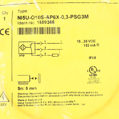 TURCK Ni5U-Q10S-AP6X-0.3-PSG3M