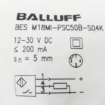BALLUFF BES M18MI-PSC50B-S04K