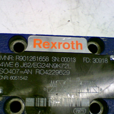REXROTH 4WE 6 J62/EG24N9K72L WITH ATTACHED PART NUMBER R901207248