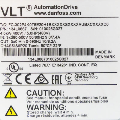 DANFOSS FC-302P4K0T5E20H1BXXXXXSXXXXAUBXCXXXXDO