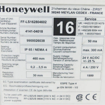 HONEYWELL MICROSWITCH FFLS162804602