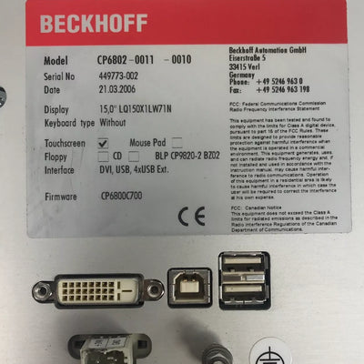 BECKHOFF CP6802-0011-0010