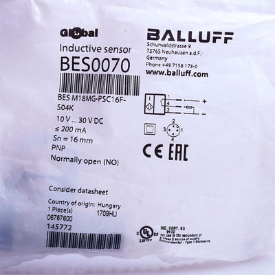 BALLUFF BES M18MG-PSC16F-S04K
