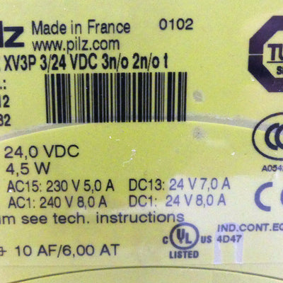 PILZ PNOZ XV3P 3/24 VDC 3N/O 2N/O T