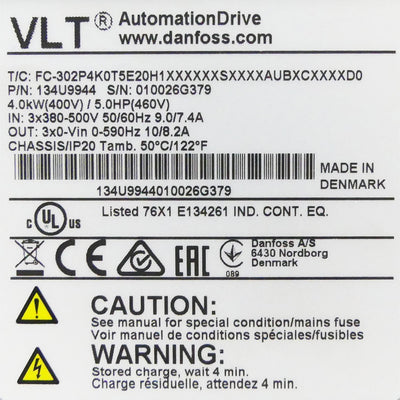DANFOSS FC-302P4K0T5E20H1XXXXXXSXXXXAUBXCXXXXDO