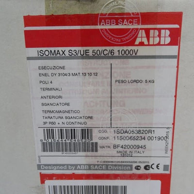 ABB ISOMAX S3/UE 50/C/6 1000V